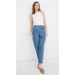 Madewell Womens 25 High-Wasted Baggy Pleated Tapered Jeans NEW